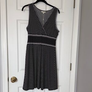 Max Studio Black and White Dotted Midi Dress